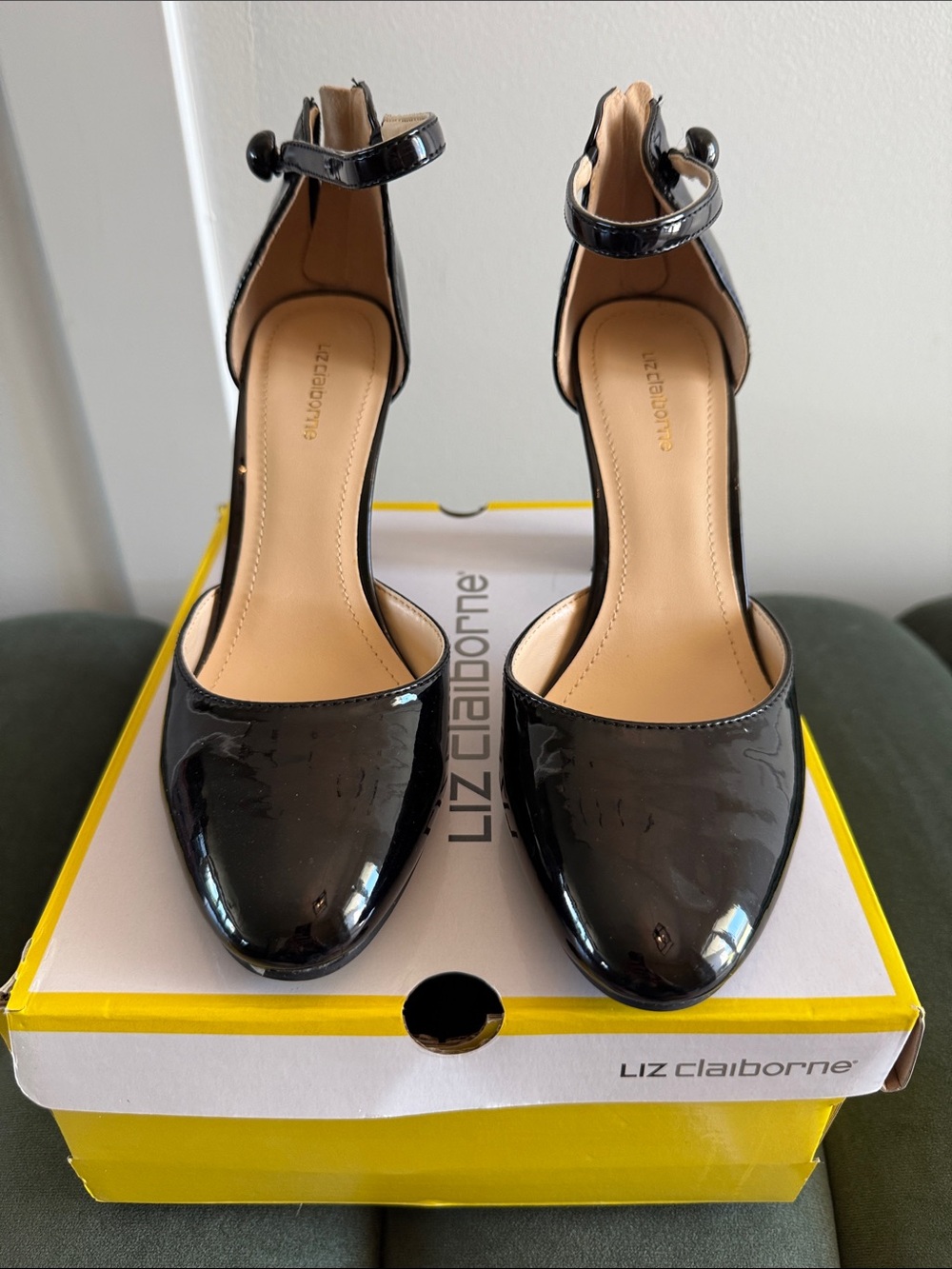 Liz Claiborne Black Patent Ankle-Strap Pumps